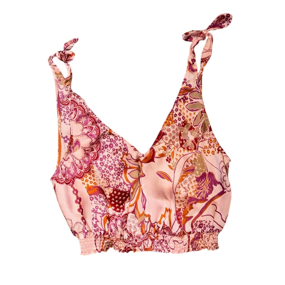 Free People Pink Purple Orange Floral Top